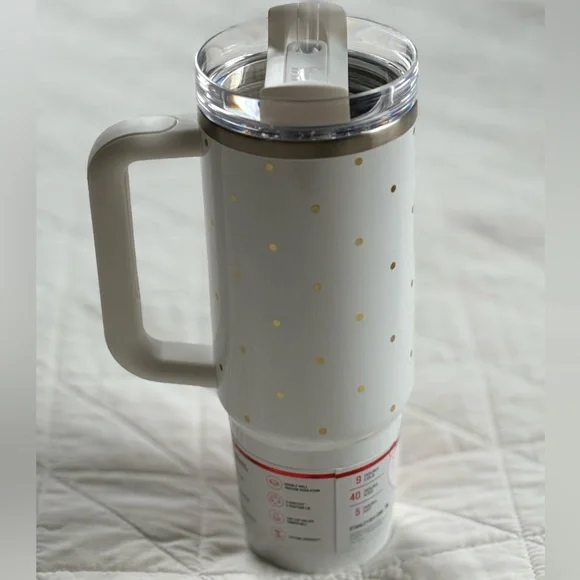 SOLD - Stanley Quencher H2.0 30oz Tumbler Frost Polka Dot Limited Edition Gold - Picture 4 of 8